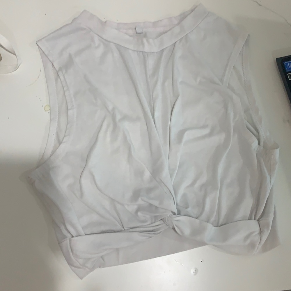 White tank top with twist in front